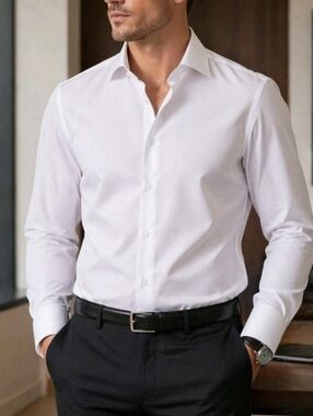 Michael Kors Mens White Slim Fit Dress Shirt 100% Cotton 15 Prom Formal Classic
